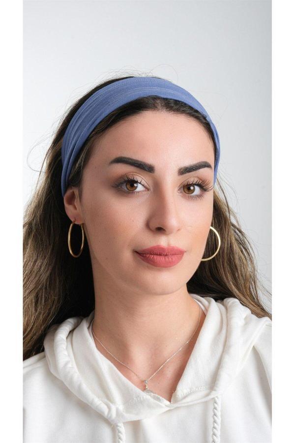 Hürrem Bone Mavi Pratik Hazır Geçmeli Tesettür Bone Viskon Kumaş Sade 3007_34 - Image 1