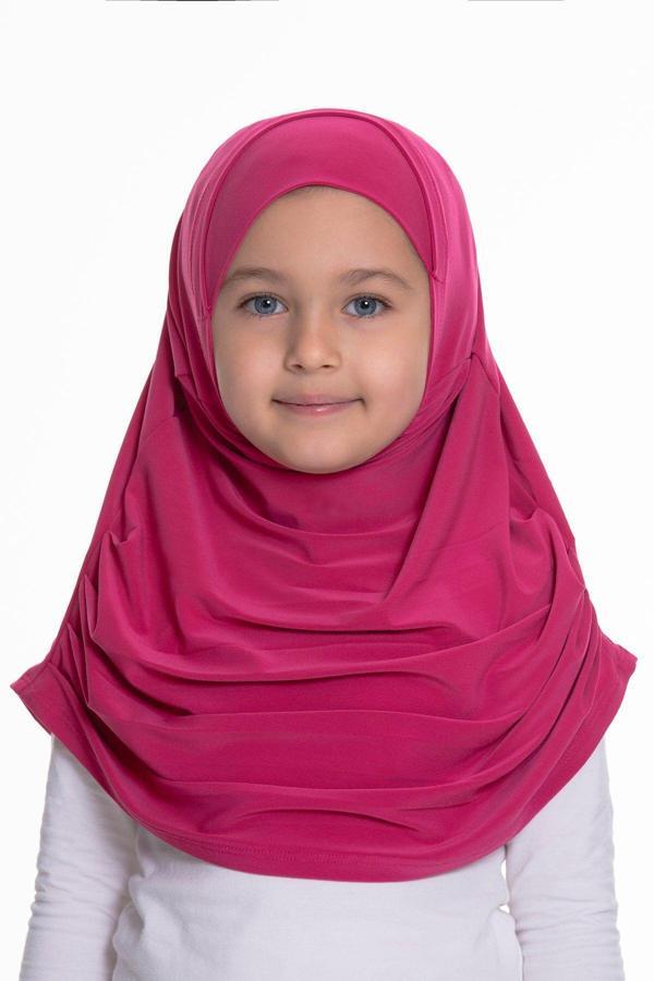 Hürrem Bone Fuşya Pratik Hazır Geçmeli Çocuk Tesettür Bone Sandy Kumaş Kendinden Boneli 78_20 - Image 1