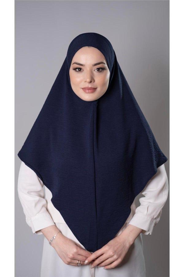 Hürrem Bone Lacivert Pratik Hazır Geçmeli Tesettür Eşarp Aerobin Kumaş Düz Hijab 2309_02 - Image 1