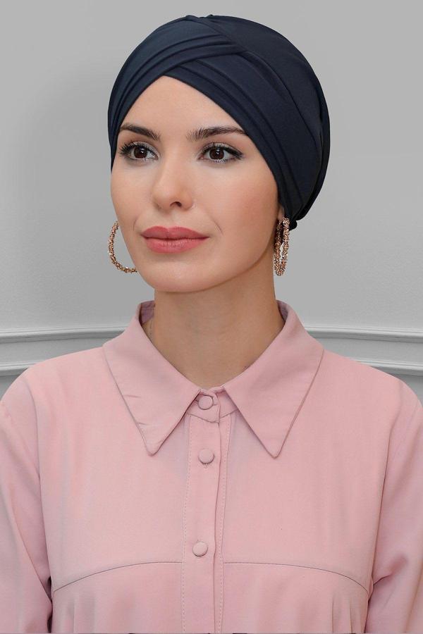 Hürrem Bone Antrasit Pratik Hazır Geçmeli Tesettür Bone Sandy Kumaş Üç Çapraz 1803_25 - Image 1