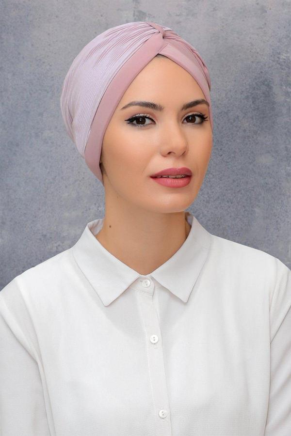 Hürrem Bone Gül Kurusu Pratik Hazır Geçmeli Tesettür Bone Fukuro Sandy Kumaş Büzgülü 1831_18 - Image 1