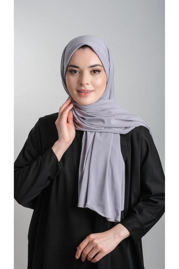 Hürrem Bone Gri Pratik Hazır Geçmeli Eşarp Sandy Kumaş Sade 1817_15 - Image 1