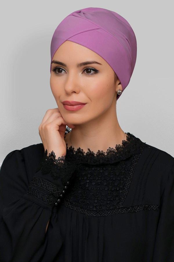 Hürrem Bone Gül Kurusu Pratik Hazır Geçmeli Tesettür Bone Sandy Kumaş Çapraz Büzgülü 1801_18 - Image 1