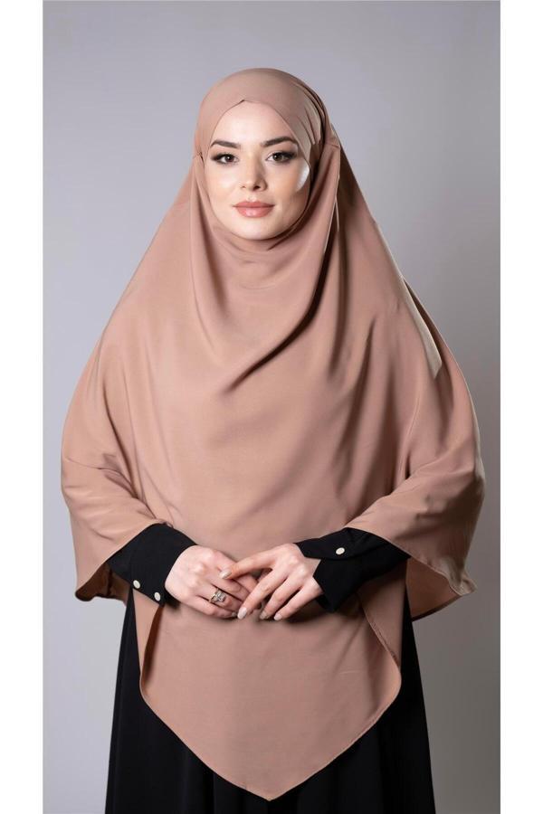 Hürrem Bone Taba Pratik Hazır Geçmeli Tesettür Eşarp Medine İpeği Bağcıklı Çift Katlı Sufle Hijab 2302_33 - Image 1