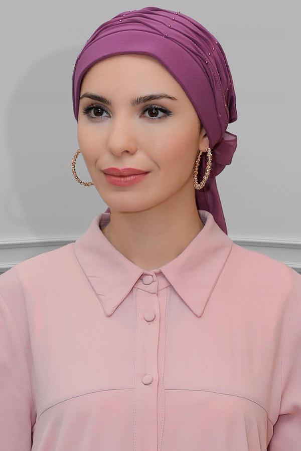 Hürrem Bone Gül Kurusu Pratik Hazır Geçmeli Tesettür Bone Sandy Kumaş Incili Pileli Nervürlü Güllü 1805_18 - Image 1
