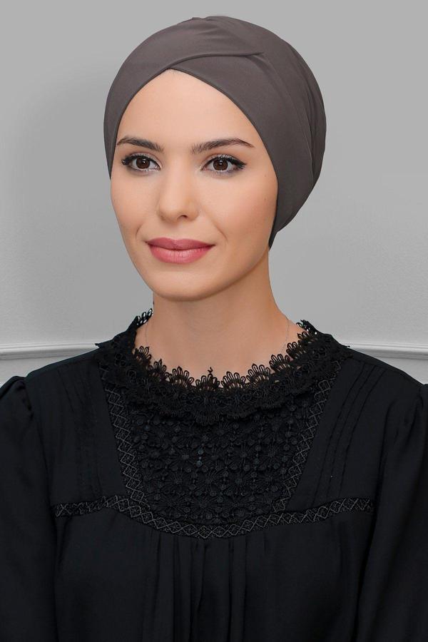 Hürrem Bone Vizon Pratik Hazır Geçmeli Tesettür Bone Sandy Kumaş Çapraz Büzgülü 1801_10 - Image 1