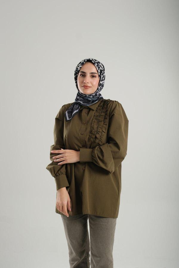 Giverny Antrasit Desenli Eşarp Kesik Elyaf Pamuksu Leopar Dijital Baskılı 202206_25 - Image 1