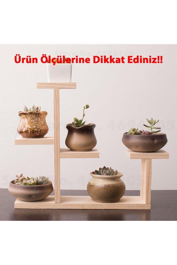 Tiydem Ahşap Masaüstü Pencere Önü Rafı / Skulent Kaktüs Saksı Rafı/ Ahşap Çiçeklik/ Saksı Standı - Image 1