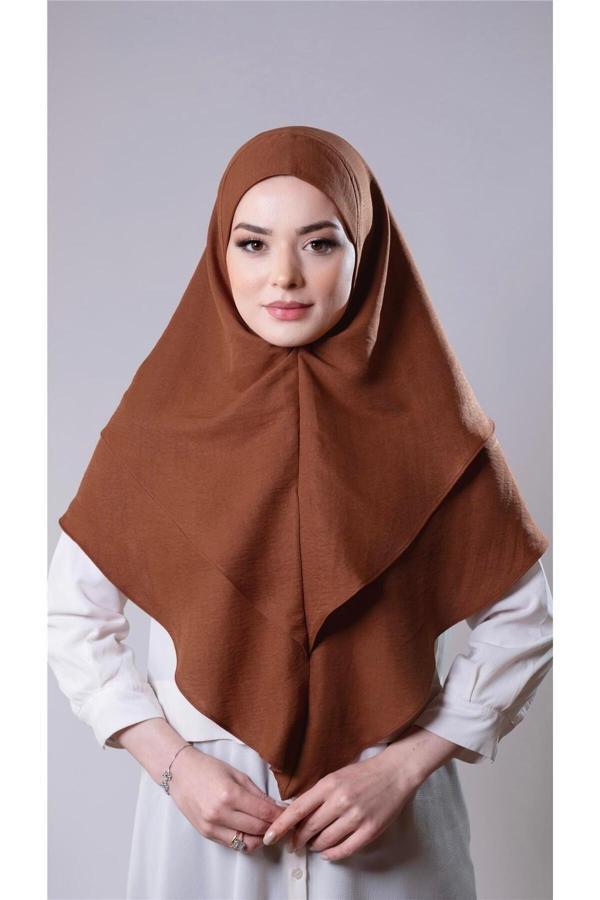 Hürrem Bone Taba Pratik Hazır Geçmeli Tesettür Eşarp Pamuk Caz Kumaş Çift Katlı Düz Hijab 2303_33 - Image 1