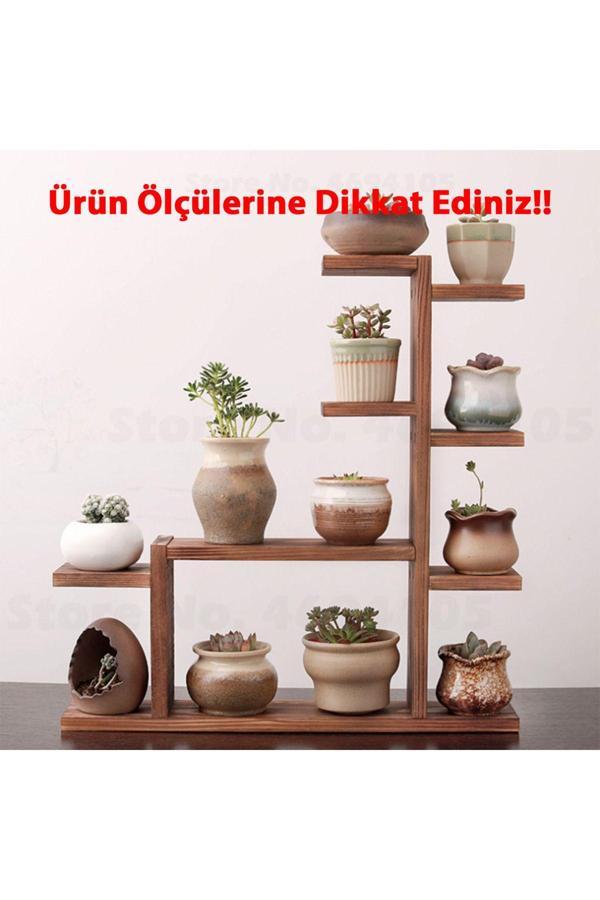 Tiydem Ahşap Masaüstü Pencere Önü Rafı / Skulent, Kaktüs Saksı Rafı/ Ahşap Çiçeklik/ Saksı Standı - Image 1