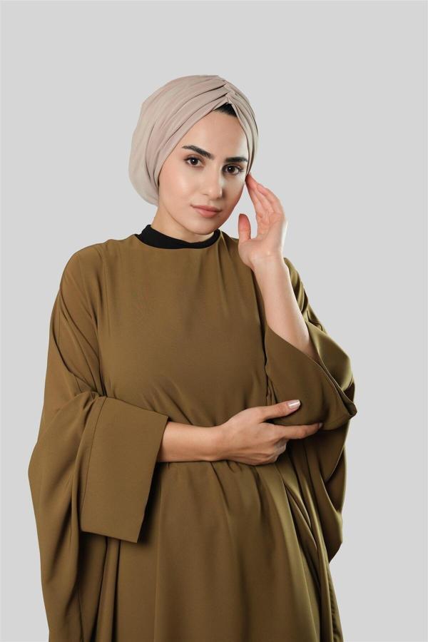 Hürrem Bone Bej Drapeli Salaş Tesettür Bone Sandy Büzgülü 2315_12 - Image 1