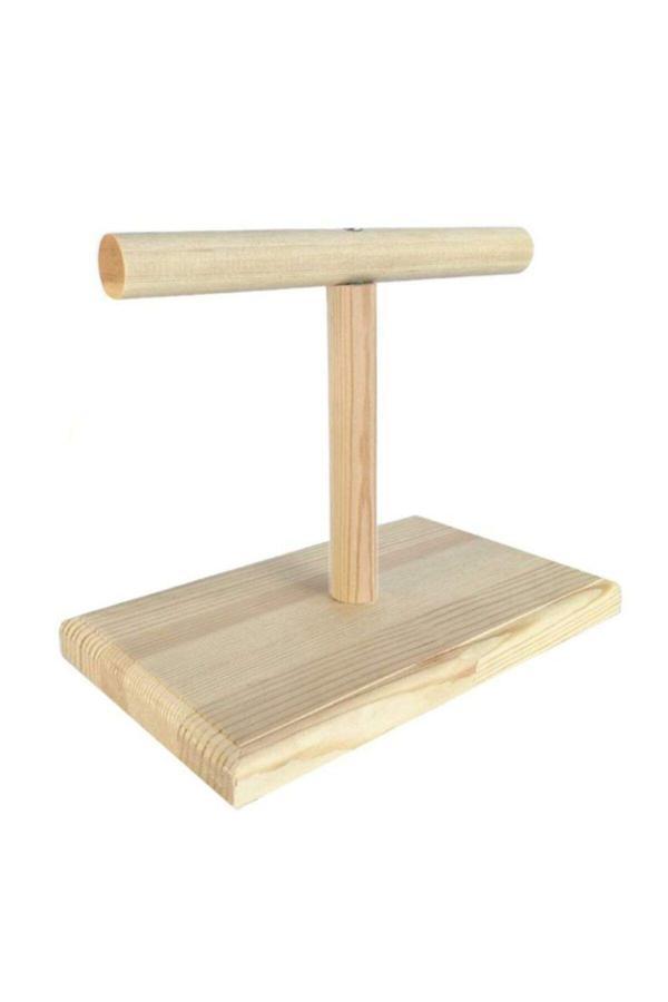 Tiydem Ahşap Papağan Tüneği / T Tünek / Ahşap Kuş Eğitim Standı - Image 1