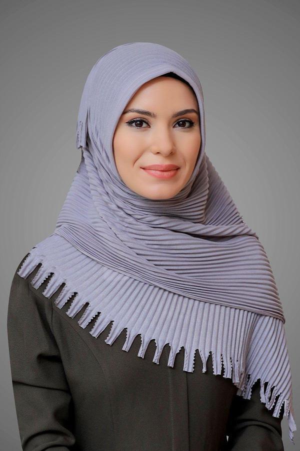 Hürrem Bone Gri Pratik Hazır Geçmeli Tesettür Eşarp Kesik Elyaf Piliseli Saçaklı Lazer Kesim 1818_15 - Image 1