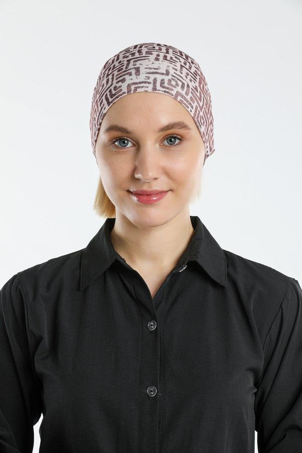 Hürrem Bone Vizon Pratik Hazır Geçmeli Tesettür Bone Sandy Kumaş Geometrik 2117_10 - Image 1