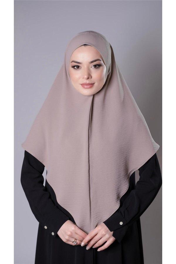 Hürrem Bone Taş Pratik Hazır Geçmeli Tesettür Eşarp Aerobin Kumaş Düz Hijab 2309_46 - Image 1
