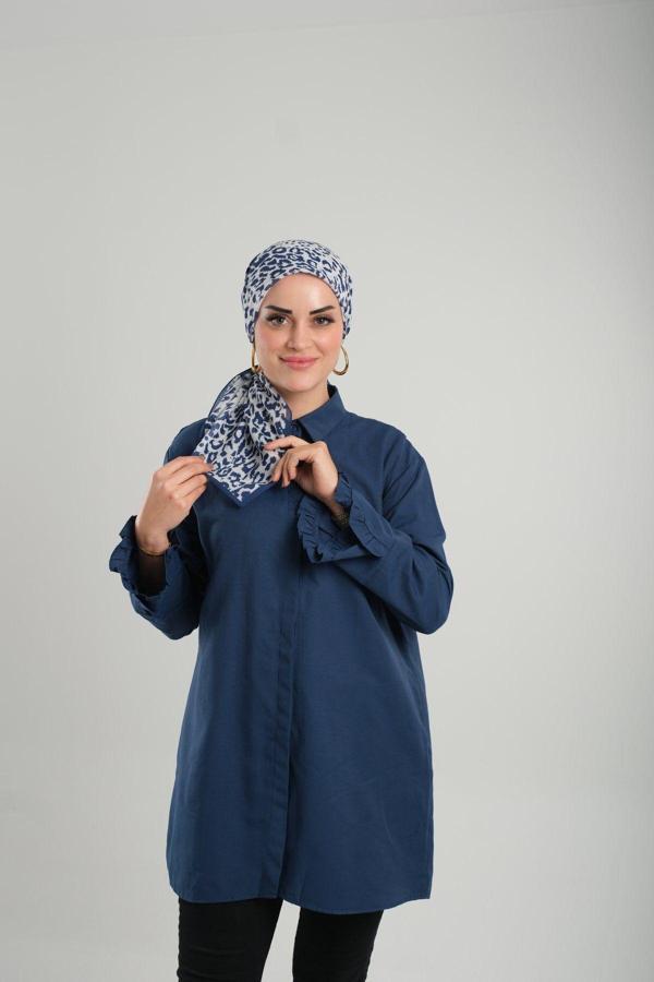 Giverny Beyaz Desenli Eşarp Kesik Elyaf Pamuksu Leopar Dijital Baskılı 202201_42 - Image 1