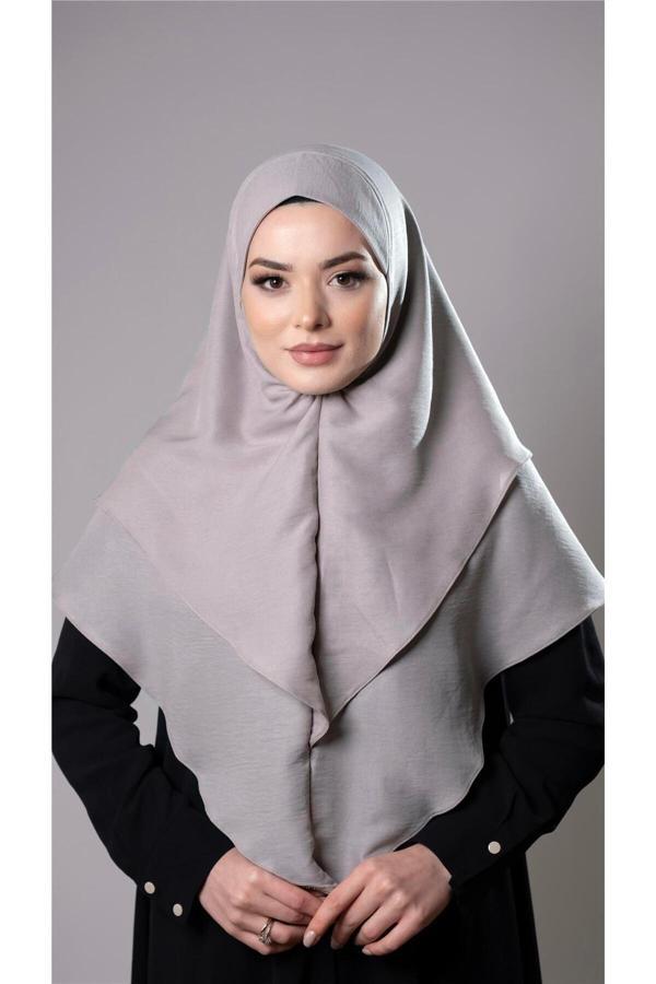 Hürrem Bone Taş Pratik Hazır Geçmeli Tesettür Eşarp Pamuk Caz Kumaş Çift Katlı Düz Hijab 2303_46 - Image 1