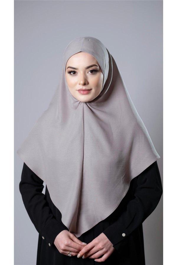 Hürrem Bone Taş Pratik Hazır Geçmeli Tesettür Eşarp Pamuk Caz Kumaş Düz Hijab 2306_46 - Image 1
