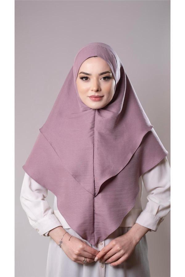 Hürrem Bone Violet Pratik Hazır Geçmeli Tesettür Eşarp Pamuk Caz Kumaş Çift Katlı Düz Hijab 2303_21 - Image 1