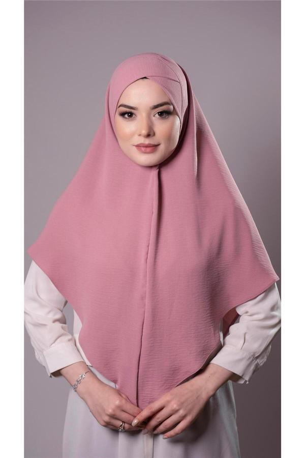 Hürrem Bone Gül Kurusu Pratik Hazır Geçmeli Tesettür Eşarp Aerobin Kumaş Çapraz Hijab 2307_18 - Image 1