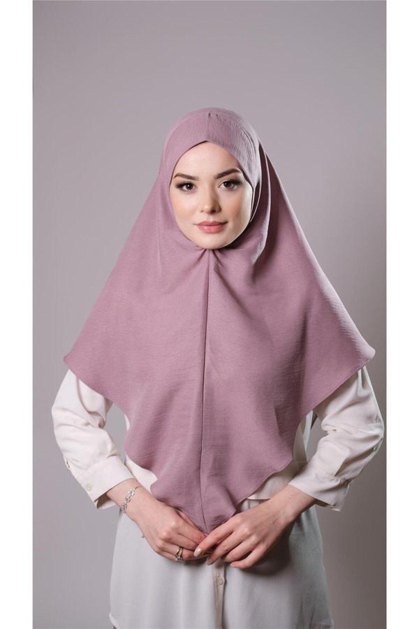 Hürrem Bone Violet Pratik Hazır Geçmeli Tesettür Eşarp Pamuk Caz Kumaş Düz Hijab 2306_21 - Image 1