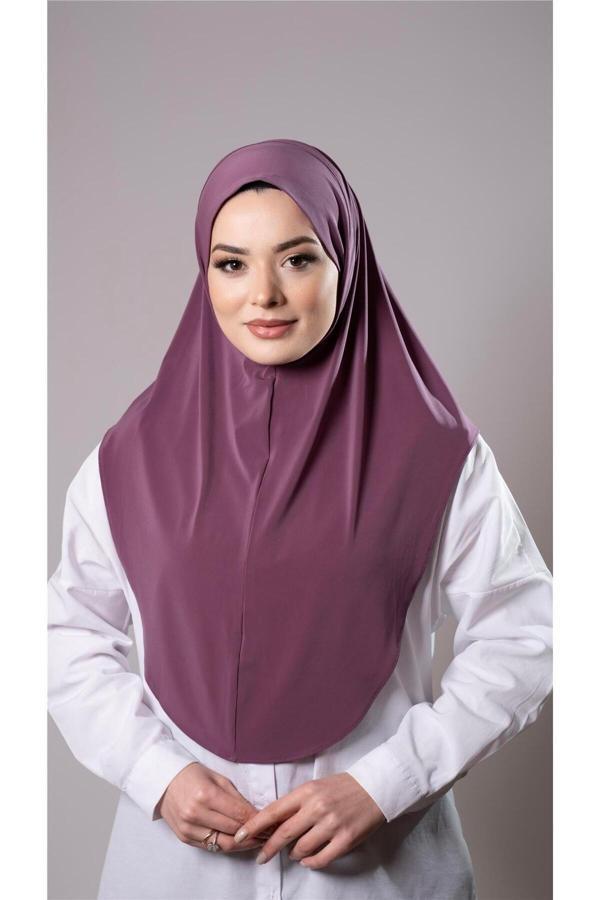 Hürrem Bone Violet Pratik Hazır Geçmeli Tesettür Eşarp Sandy Kumaş Düz Hijab 2308_21 - Image 1