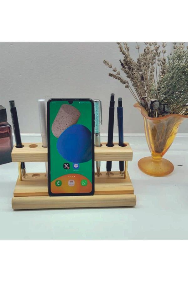Tiydem Doğal Ahşap Kalemlik Telefon Tutacağı Ipad Standı Organizer - Image 1