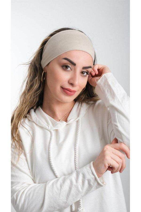 Hürrem Bone Bej Pratik Hazır Geçmeli Tesettür Bone Viskon Kumaş Sade 3007_12 - Image 1