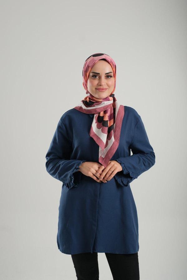 Giverny Gül Kurusu Desenli Eşarp Bambu Geometrik Dijital Baskılı 202205_18 - Image 1