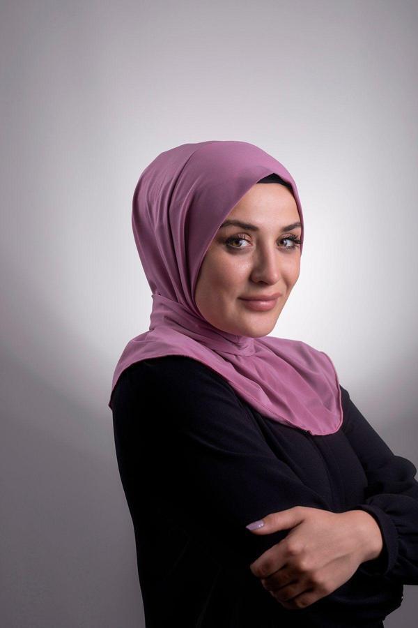 Hürrem Bone Gül Kurusu Pratik Hazır Geçmeli Tesettür Eşarp Sandy Kumaş Arkadan Çıtçıtlı 2101_18 - Image 1