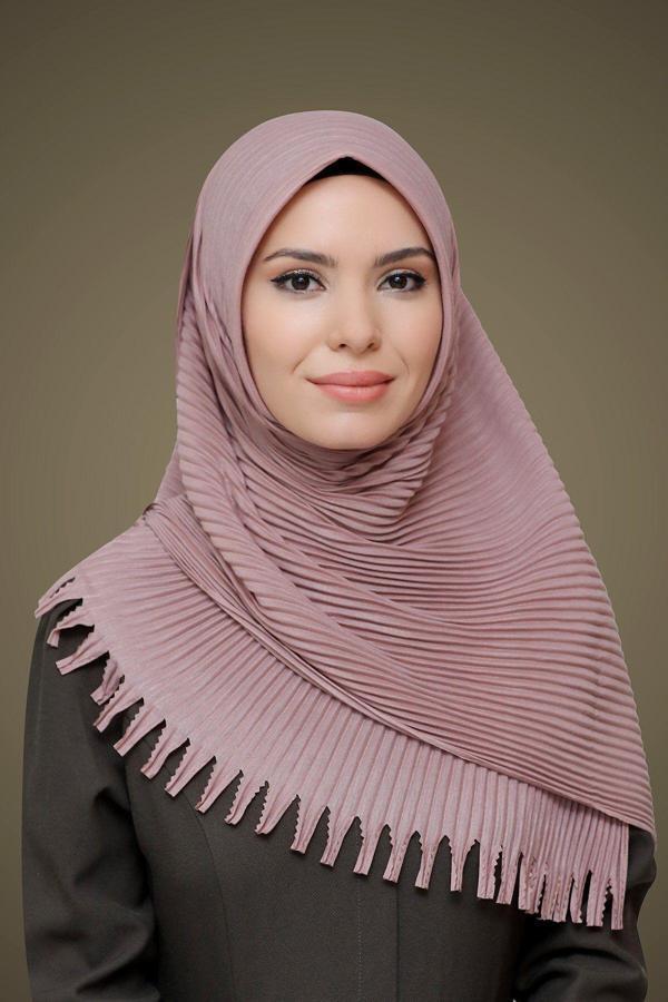 Hürrem Bone Vizon Pratik Hazır Geçmeli Tesettür Eşarp Kesik Elyaf Piliseli Saçaklı Lazer Kesim 1818_10 - Image 1