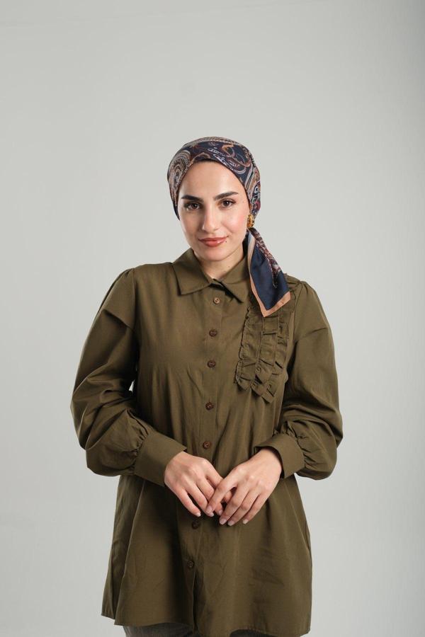 Giverny Hardal Desenli Eşarp Kesik Elyaf Pamuksu Etnik Dijital Baskılı 202203_43 - Image 1