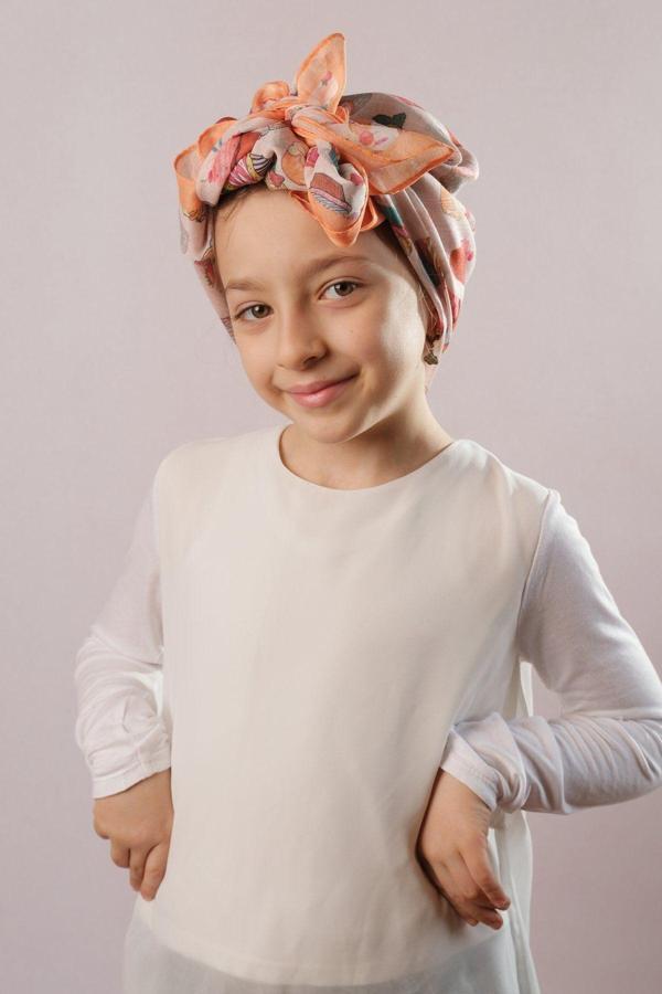 Giverny Hardal Dijital Baskılı Çocuk Tesettür Eşarp Pamuk Polyester Dondurma Desenli 6002_43 - Image 1