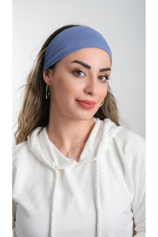 Hürrem Bone İndigo Bandana Saç Bandı Viskon Düz 3012_34 - Image 1