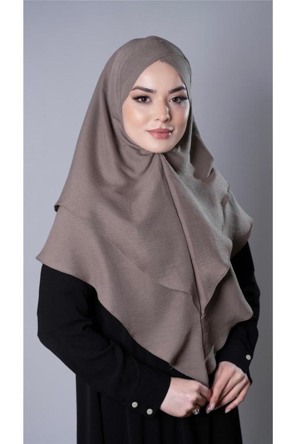 Hürrem Bone Vizon Pratik Hazır Geçmeli Tesettür Eşarp Pamuk Caz Kumaş Çift Katlı Çapraz Hijab 2304_10 - Image 1