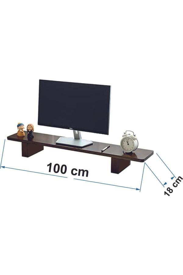 Tiydem Masif Doğal Ahşap Monitör Yükseltici Monitor Altlığı Monitör Sehpası (100 X18 Cm) - Image 1