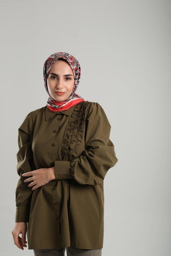 Giverny Kırmızı Desenli Eşarp Bambu Etnik Çiçek Dijital Baskılı 202202_31 - Image 1