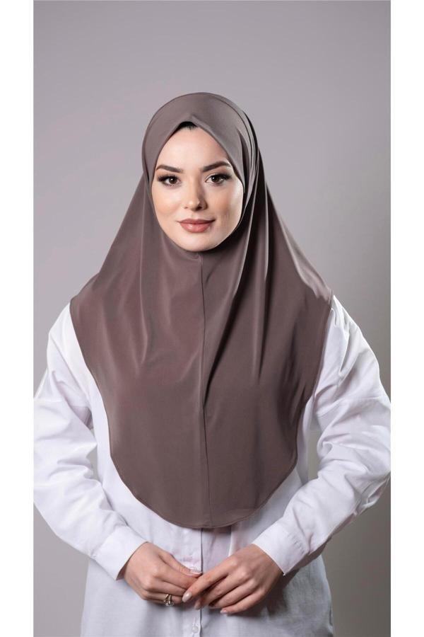 Hürrem Bone Vizon Pratik Hazır Geçmeli Tesettür Eşarp Sandy Kumaş Düz Hijab 2308_10 - Image 1