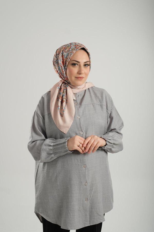 Giverny Kiremit Desenli Eşarp Bambu Çiçek Dijital Baskılı 202208_05 - Image 1