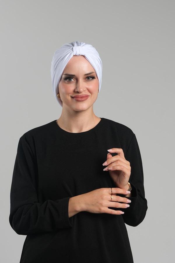 Hürrem Bone Beyaz Pratik Hazır Geçmeli Tesettür Bone Sandy Pileli Salaş 2121_42 - Image 1