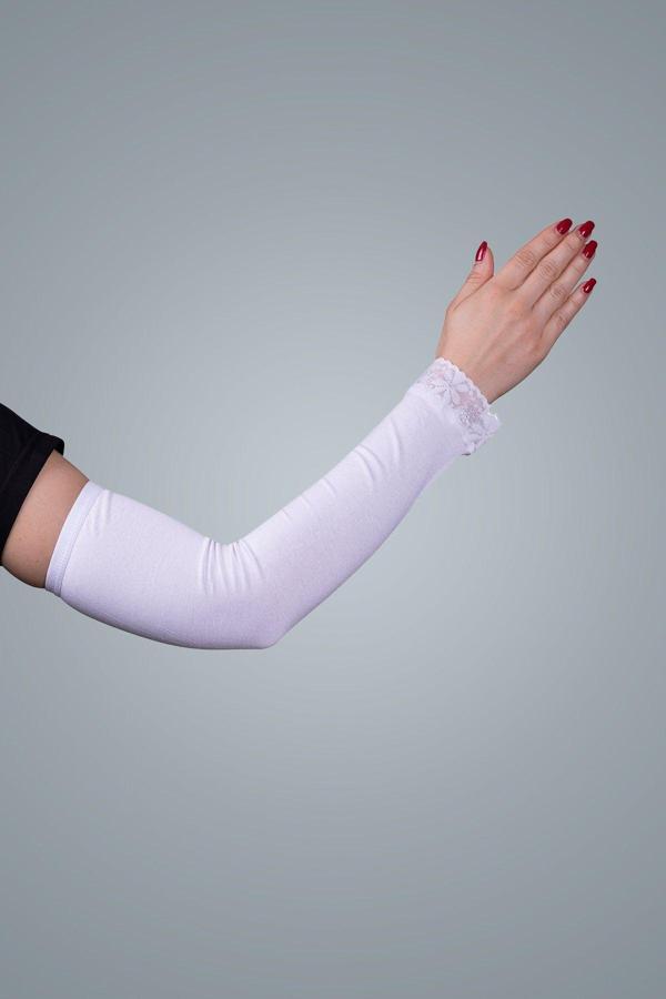 Hürrem Bone Beyaz Tesettür Kolluk Viskon Kumaş Dantelli 1002_42 - Image 1