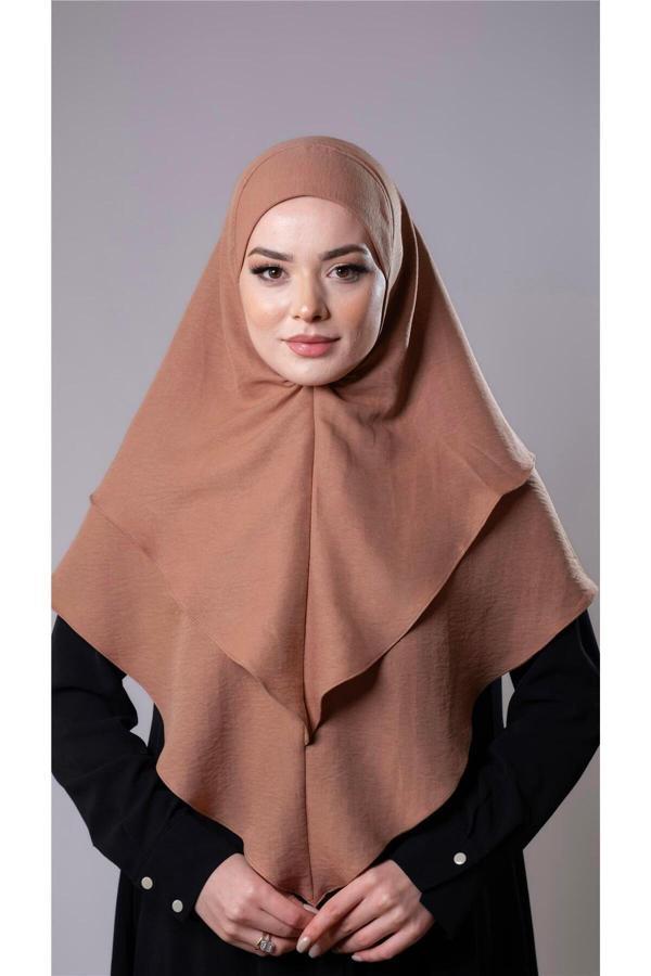 Hürrem Bone Yavru Ağzı Pratik Hazır Geçmeli Tesettür Eşarp Pamuk Caz Kumaş Çift Katlı Düz Hijab 2303_35 - Image 1