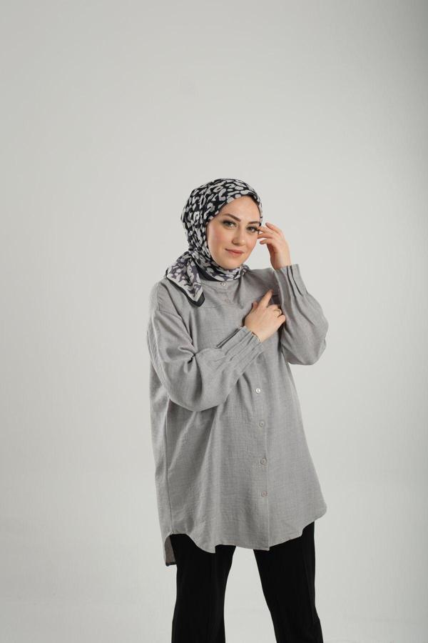 Giverny Krem Desenli Eşarp Kesik Elyaf Pamuksu Leopar Dijital Baskılı 202206_40 - Image 1