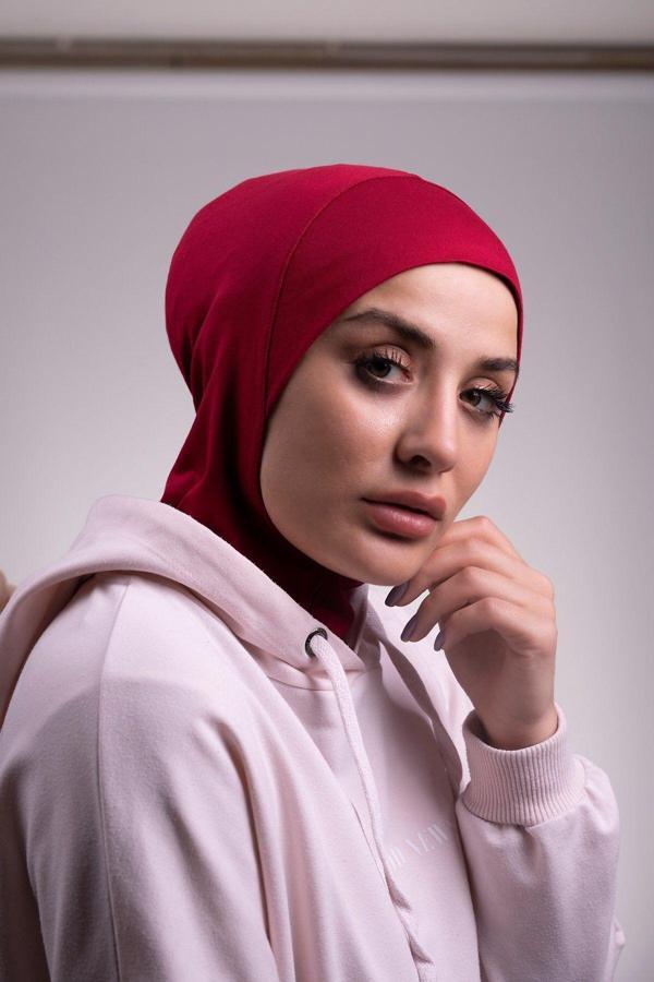 Hürrem Bone Bordo Pratik Hazır Geçmeli Bone Viskon Kumaş Hijab Spor 2106_16 - Image 1