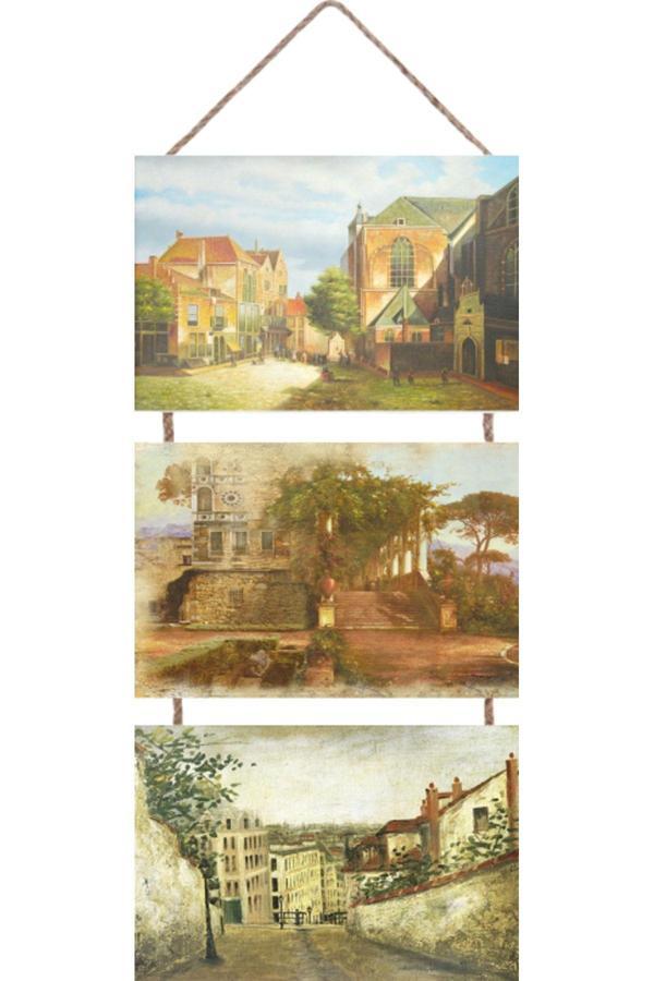 Tiydem 3 Parçalı Askılı Mdf Tablo - 3'Lü Askılı Mdf Tablo - Image 1