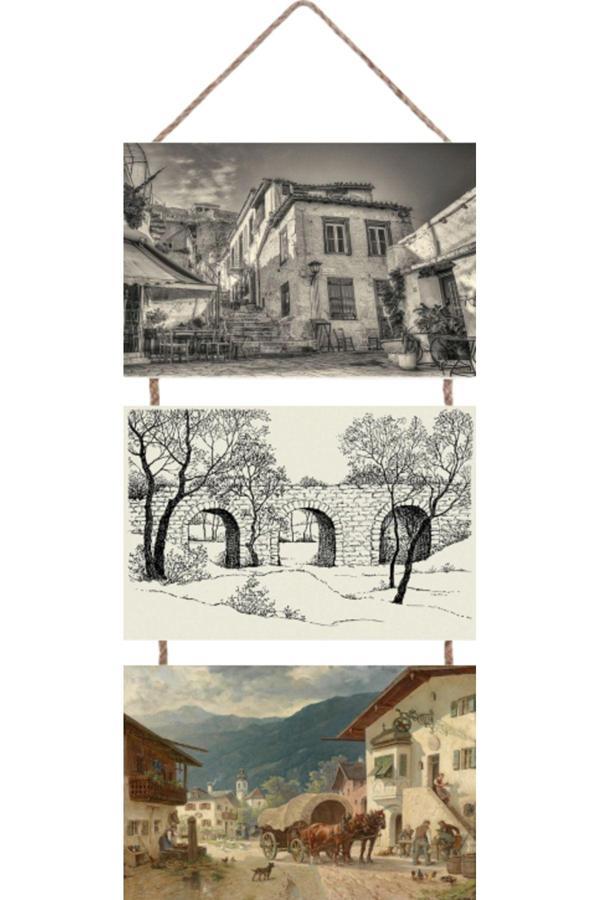 Tiydem 3 Parçalı Askılı Mdf Tablo - 3'Lü Askılı Mdf Tablo - Image 1