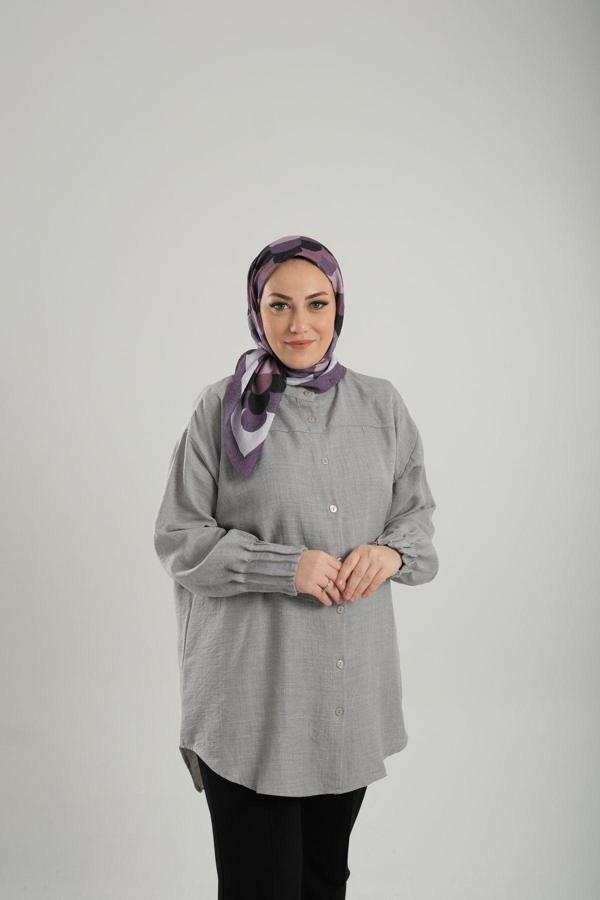 Giverny Mor Desenli Eşarp Bambu Geometrik Dijital Baskılı 202205_22 - Image 1