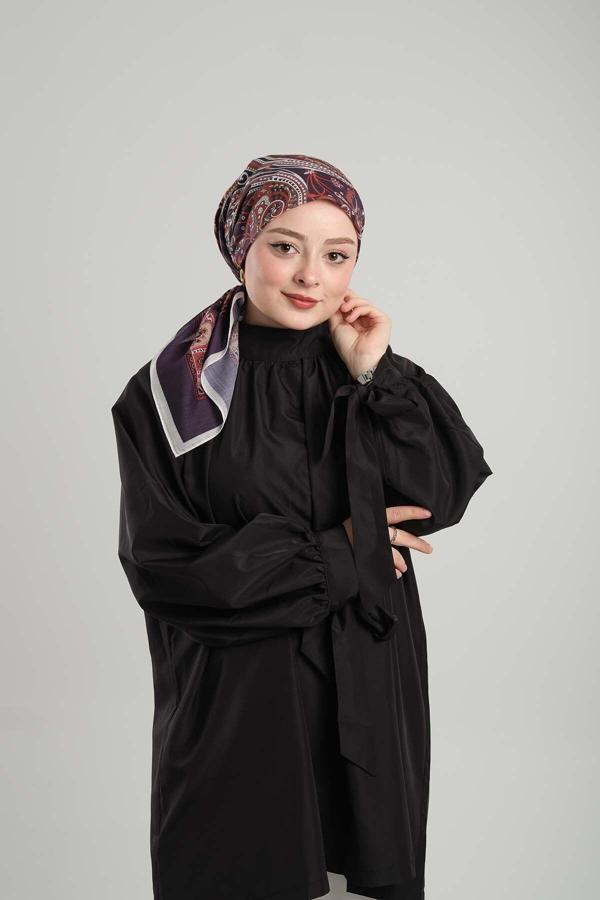 Giverny Mürdüm Desenli Eşarp Kesik Elyaf Pamuksu Etnik Dijital Baskılı 202203_07 - Image 1