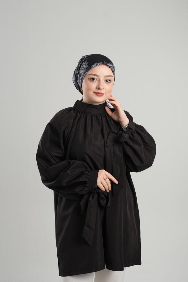 Giverny Siyah Desenli Eşarp Kesik Elyaf Pamuksu Etnik Dijital Baskılı 202207_01 - Image 1