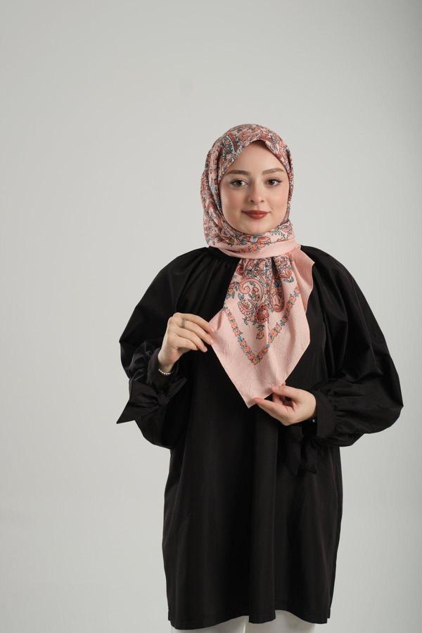 Giverny Somon Desenli Eşarp Bambu Çiçek Dijital Baskılı 202208_39 - Image 1